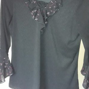 Women's black polyester peasant shirt size Medium